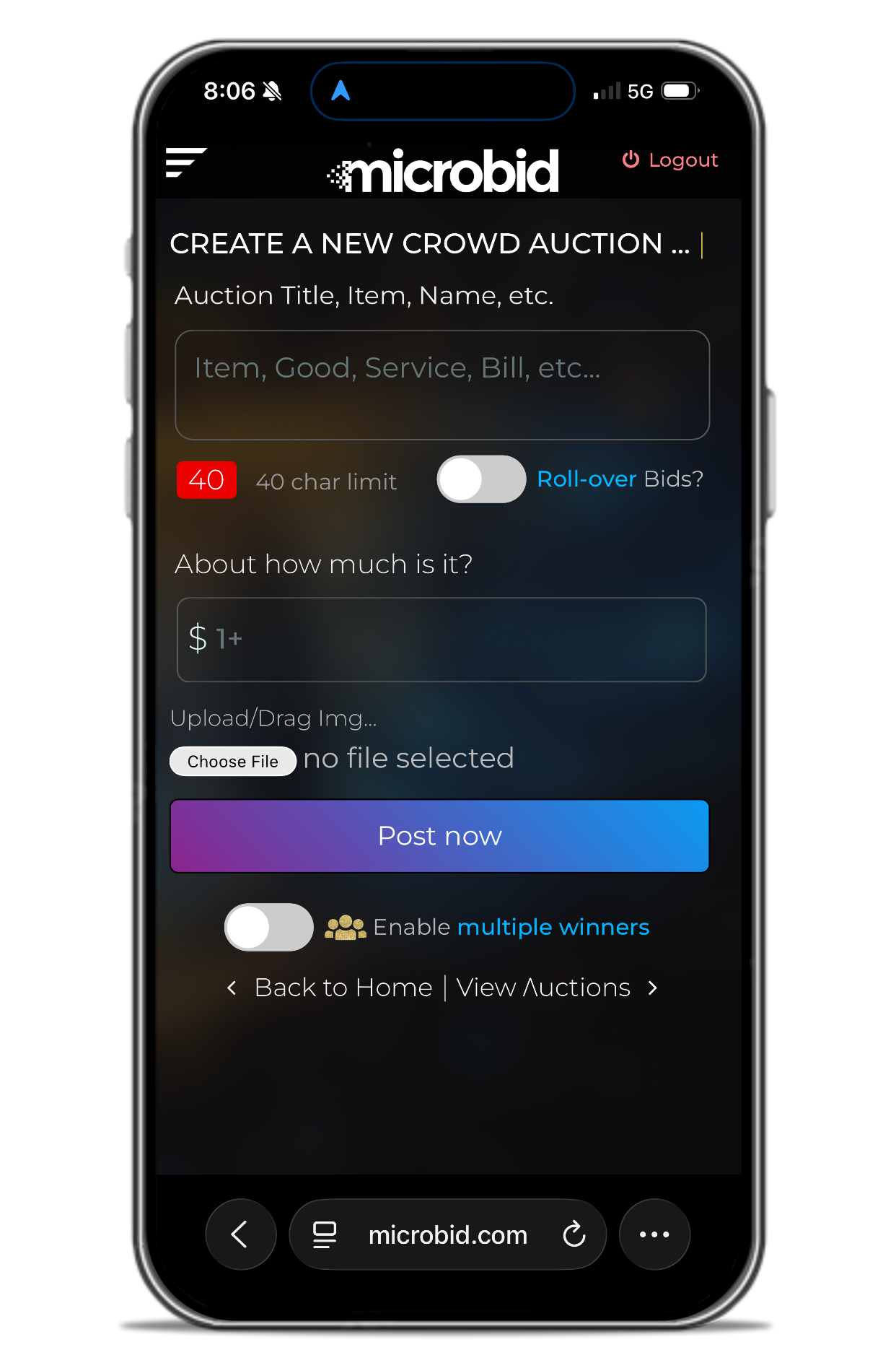 Create New Auction